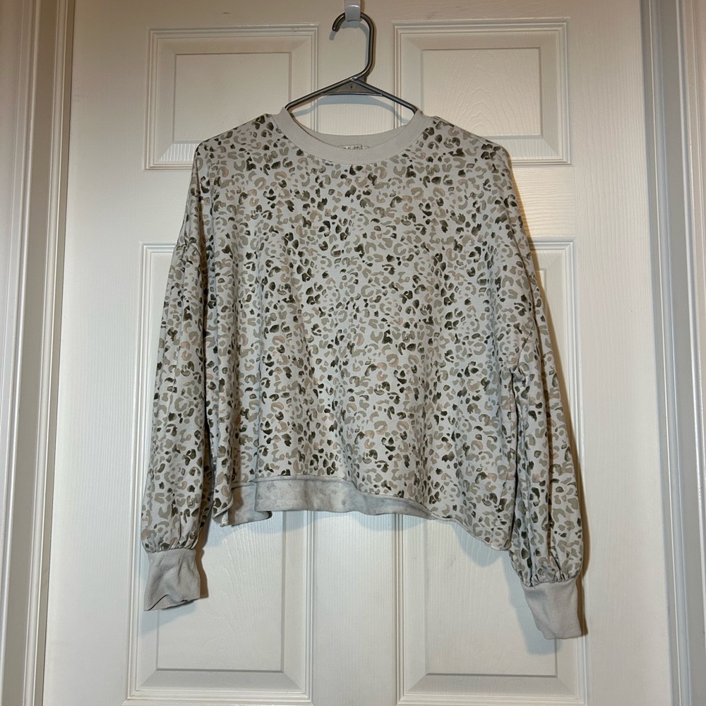 Z Supply Animal Print Pullover in Cream and Gray
